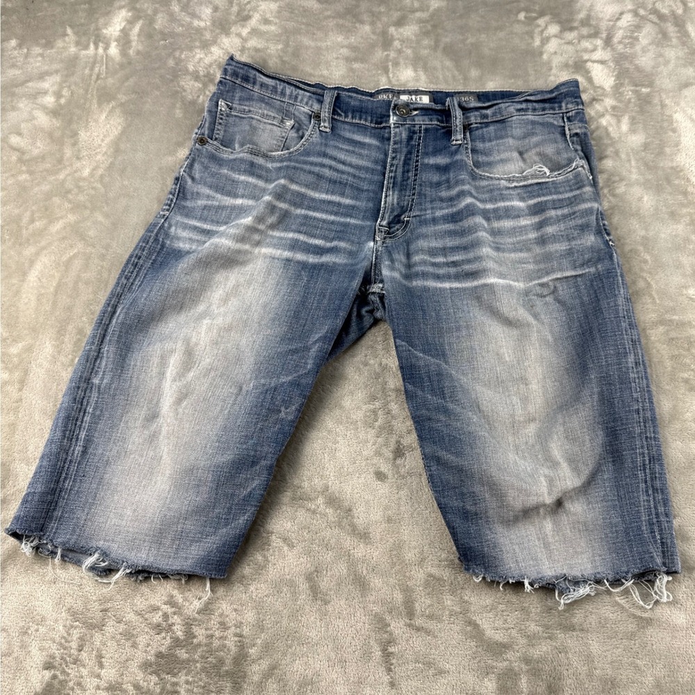 BKE Denim Shorts Mens 36S Jake Blue Distressed Raw Hem EUC